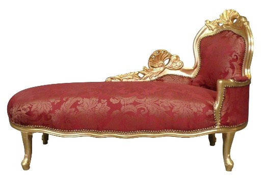Chaise longue baroque rouge et bois doré